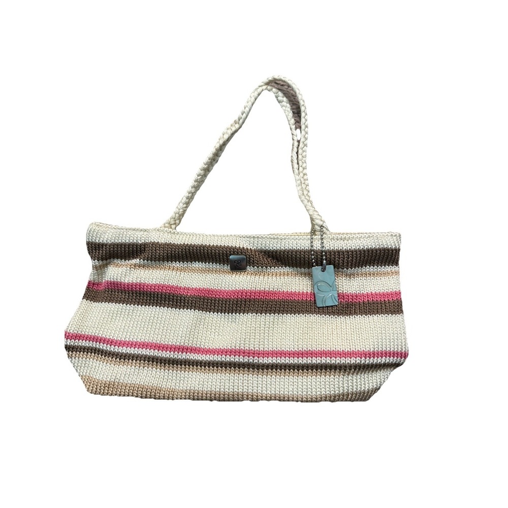 Lina Stripe Crochet Handbag With 2 "Rope" Braided Handles Micro Mini Y2K  Bag